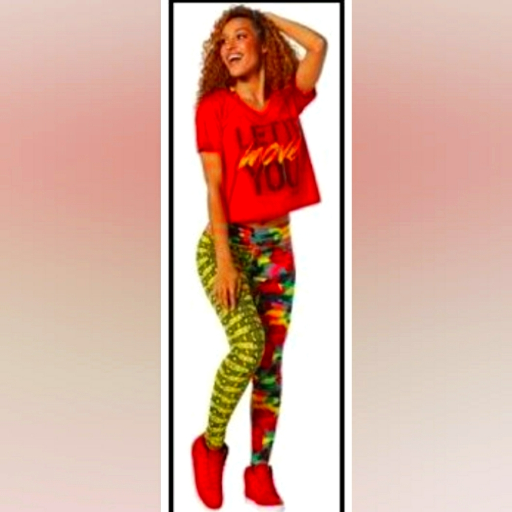 Zumba Let's Jam Perfect Long Leggings size Medium Marvelous or Small Excellent